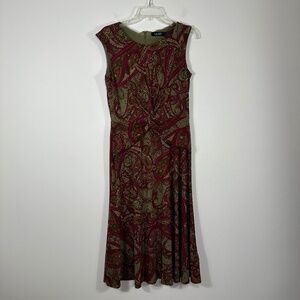 Lauren Ralph Lauren Black Label Dress Women's Sz 6 Sleeveless Faux Wrap Ruched